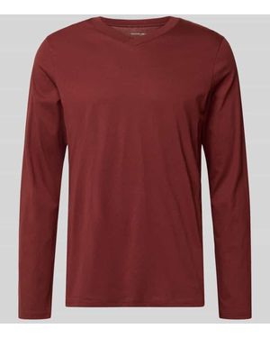 Schiesser Longsleeve mit geripptem V-Ausschnitt - Rot