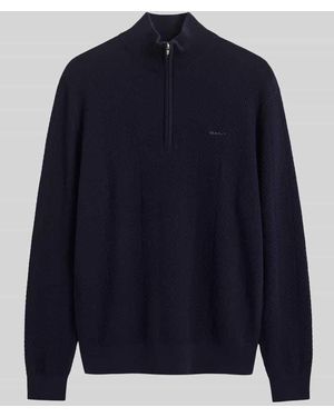 GANT Regular Fit Troyer aus Baumwoll-Woll-Mix - Blau