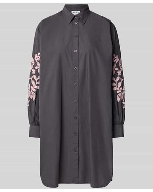 Jake*s Knielanges Hemdblusenkleid mit Stitchings - Grau