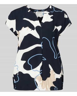 Tom Tailor Loose Fit Kurzarmbluse Aus Reiner Viskose Mit Tunikakragen - Blau