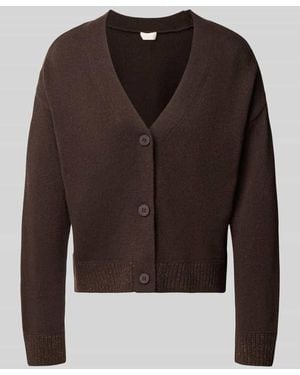 Milano Italy Relaxed Fit Strickjacke aus Baumwoll-Mix mit Viskose-Anteil - Schwarz