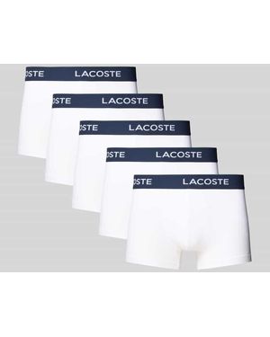 Lacoste Trunks mit elastischem Logo-Bund im 5er-Pack - Weiß