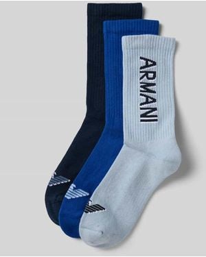Emporio Armani Socken mit Label-Stitching im 3er-Pack - Blau