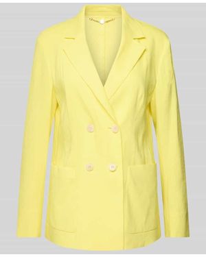 Marc Cain Blazer aus Leinen-Mix mit Reverskragen und Eingrifftaschen - Gelb