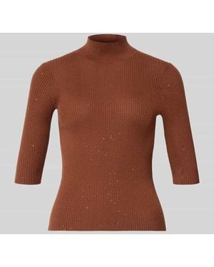 Marella Slim Fit Pullover mit Stehkragen Modell 'GALLO' - Braun