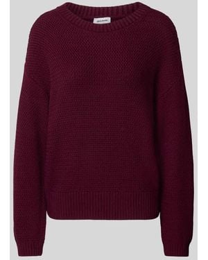 MORE&MORE Relaxed Fit Pullover in Strick-Optik mit überzogenen Schultern - Lila