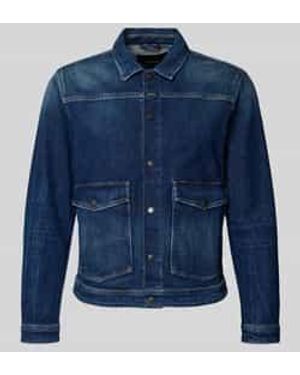 Replay Jeansjack Met Klepzakken En Kentkraag - Blauw
