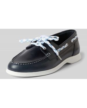 Marc Cain Loafers aus Leder mit Schnürung - Blau