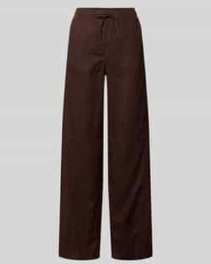 Opus Linnen Broek Met Elastische Band Model 'Mileni Resort' - Bruin