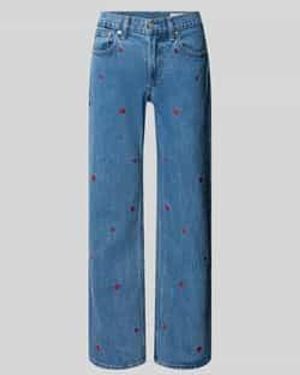 Gap Relaxed Fit Straight Jeans Met Borduursel - Blauw