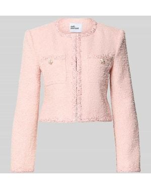 Self-Portrait Cropped Jacke in Bouclé-Optik - Pink