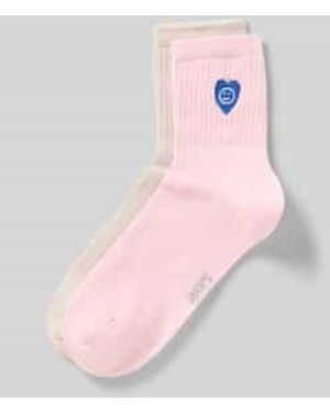 Jake*s Sokken Met Motiefstitching - Roze