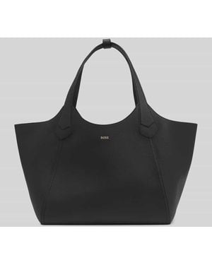 BOSS Shopper aus echtem Leder mit Label-Detail - Schwarz