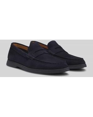 BOSS Loafer aus Rindvelours - Blau