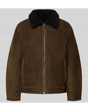 ANNARR Lederjacke mit Reißverschluss Modell 'ULFUR' - Braun