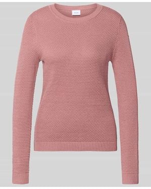 Vila Strickpullover mit Strukturmuster und Rundhalsausschnitt - Pink