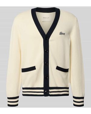 GANT Regular Fit Strickjacke aus reiner Baumwolle - Natur