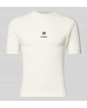 Prohibited Slim Fit T-Shirt Met Labelstitching - Naturel