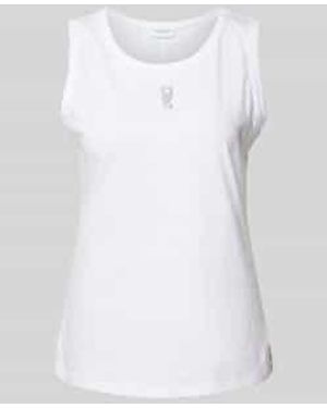 comma casual identity Tanktop Met Labelprint - Wit