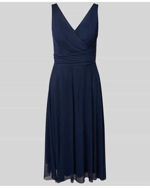 TROYDEN COLLECTION Cocktailkleid mit V-Ausschnitt - Blau