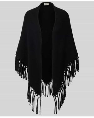 Weekend by Maxmara Poncho aus reiner Schurwolle mit Fransen Modell 'TORNADO' - Schwarz