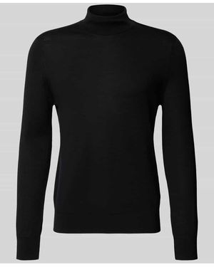 Profuomo Slim Fit Rollkragenpullover aus Wolle - Schwarz