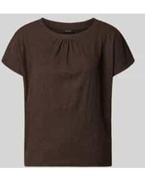 Opus Regular Fit T-Shirt Met Structuurpatroon Model 'Salti' - Bruin