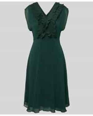 Zero Knielang Jurk Met Ruches En V-Hals - Groen