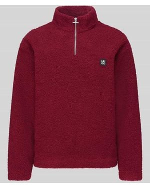HUGO Sweatshirt mit Logo Patch Modell 'Derylong' - Rot