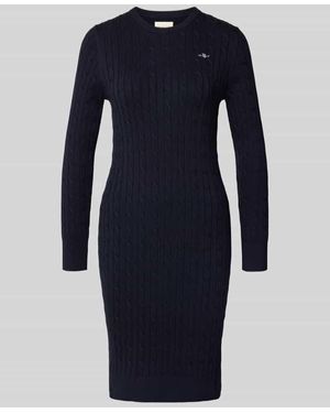 GANT Knielanges Kleid mit Zopfmuster - Blau