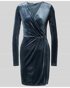 Mbym Knielanges Kleid Mit V-Ausschnitt Modell 'Madena' - Blau