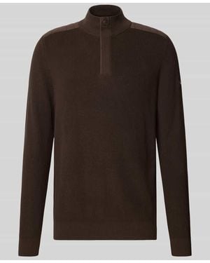 Bugatti Strickpullover mit gepolsterten Schultern - Braun