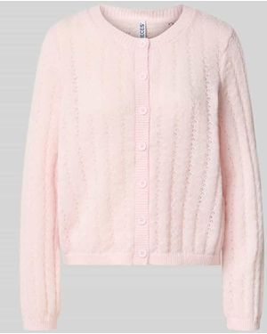 Pieces Regular Fit Strickjacke mit Rundhalsausschnitt Modell 'ADA' - Pink