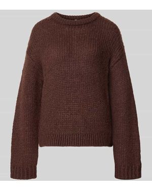 Pieces Relaxed Fit Pullover im Chunky Knit Look Modell 'DORTHEA' - Braun