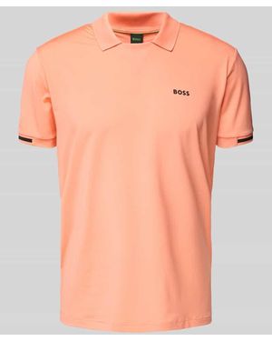 BOSS Regular Fit Poloshirt mit Label-Print Modell 'Palle' - Orange
