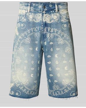 Karlkani Relaxed Fit Jeanshorts mit Paisley-Dessin Modell 'Paisley' - Blau