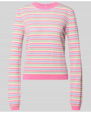 Pieces Regular Fit Strickpullover aus reiner Baumwolle Modell 'DIANA' - Pink