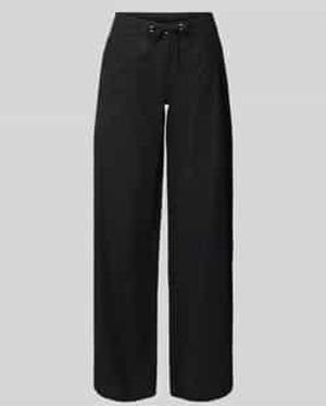 Gina Tricot Mid Waist Broek Van Mix Van Katoen En Linnen - Zwart