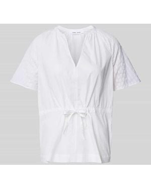 Samsøe & Samsøe Regular Fit Bluse mit V-Ausschnitt Modell 'SATOMA' - Weiß