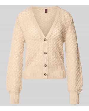 Stefanel Strickjacke mit V-Ausschnitt Modell 'ALPACA' - Natur
