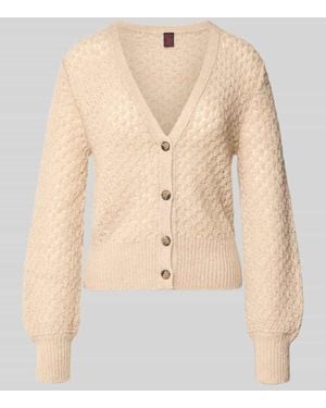 Stefanel Strickjacke mit V-Ausschnitt Modell 'ALPACA' - Natur