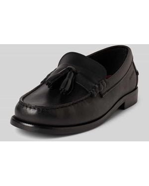 Tommy Hilfiger Loafer aus echtem Leder mit Quaste - Schwarz