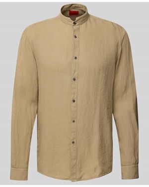 HUGO Slim Fit Businesshemd aus reinem Leinen Modell 'Elvory' - Natur