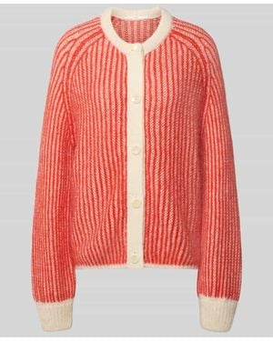 Lanius Relaxed Fit Cardigan aus Schurwoll-Mix mit Alpaka-Anteil - Rot