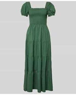 Apricot Maxi-Jurk Met Smokdetail En Vierkante Hals - Groen