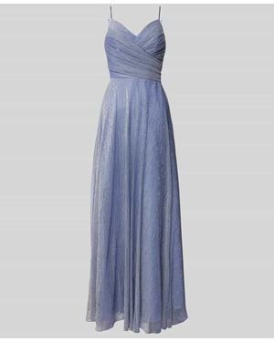 Unique Abendkleid mit Spaghettiträgern und V-Ausschnitt - Blau