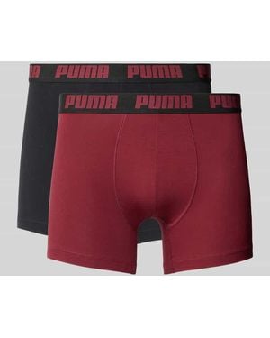 PUMA Slim Fit Boxershorts aus Baumwoll-Mix im 2er-Pack Modell 'EVERDAY' - Rot