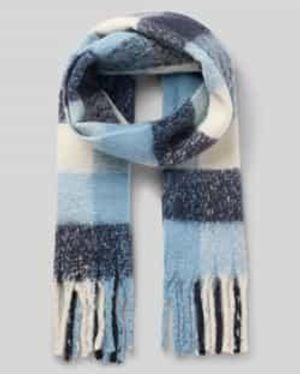 Knowledge Cotton Sjaal Met Franjes - Blauw