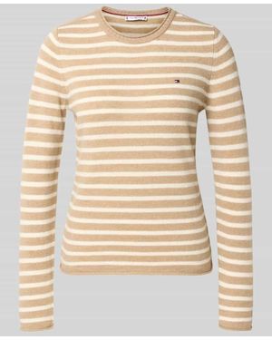 Tommy Hilfiger Slim Fit Strickpullover aus reiner Wolle - Natur