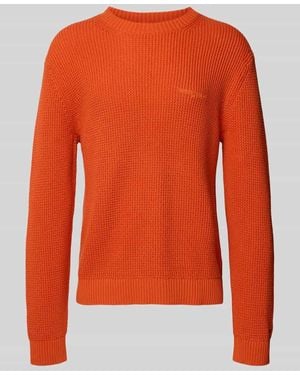 Tommy Hilfiger Regular Fit Strickpullover aus reiner Baumwolle - Orange